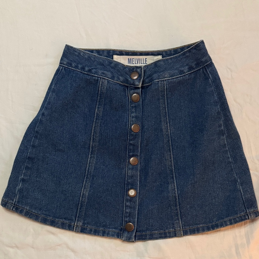 Brandy Melville Dark Blue Button-Front Mini Skirt